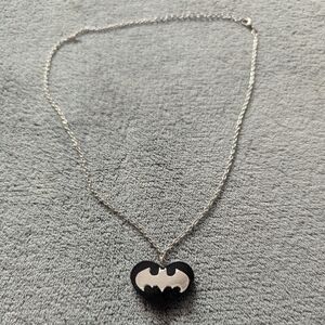 Batman Silver and Black Heart Pendant Necklace - DC Comics